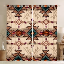 Feelyou Western Aztec Black Out Curtains, Tribal Triangle Curtains Pack of 2 (42x63 Each), Bohemian Mandala Style Bedroom Curtains, Window Curtains Room Decor