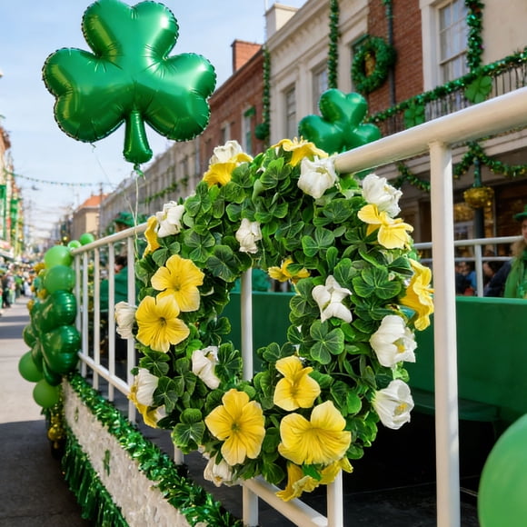 Yusimy St. Patrick's Day Wreath Spring Door Wreath 14.17-Inch Wreath for Home Decor