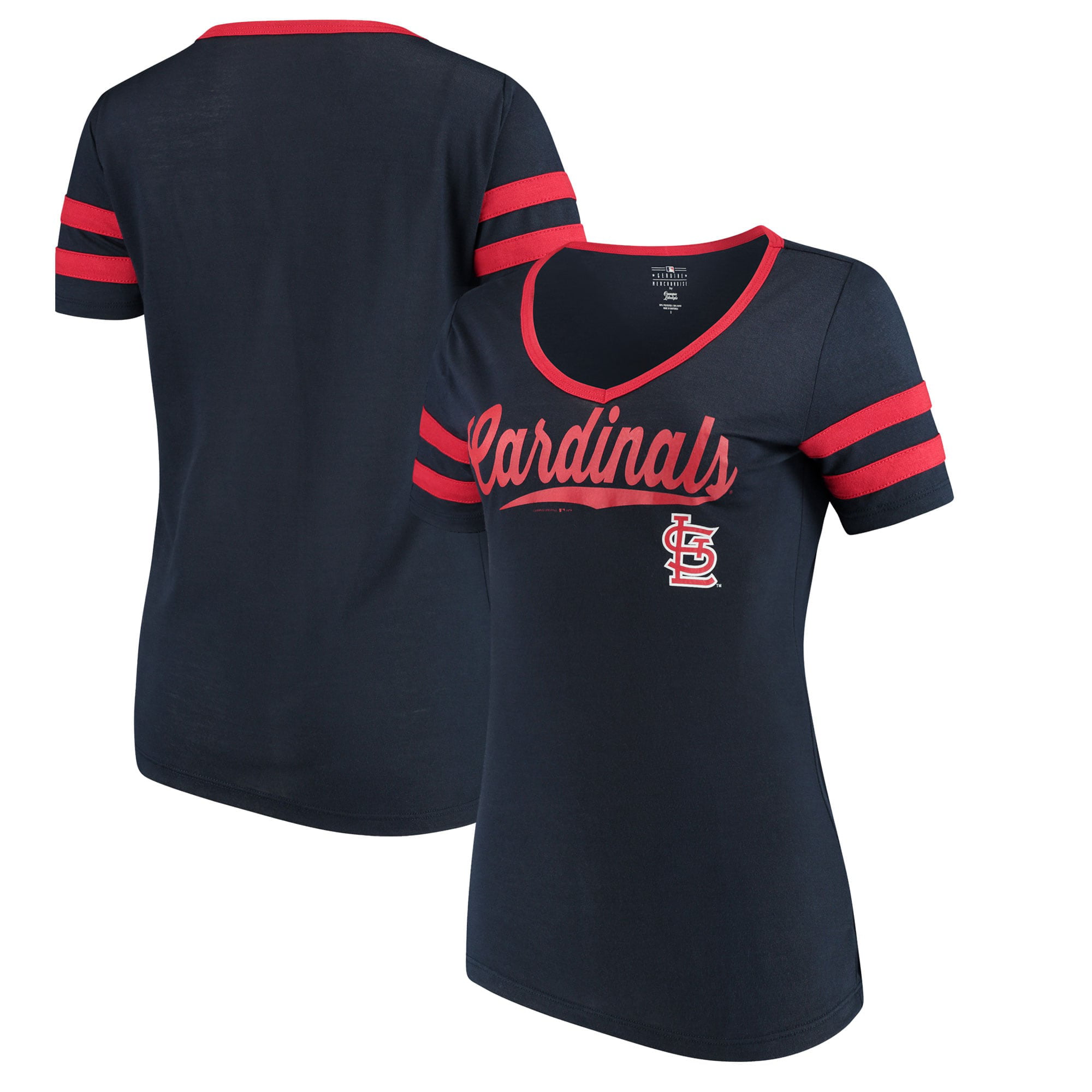 Women&#39;s New Era Navy St. Louis Cardinals Jersey V-Neck T-Shirt - 0 - 0