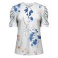 thumbnail image 5 of Txenfivo Womens Summer Floral Top Puff Short Sleeve Shirt for Women Casual Summer Ruffle Sleeve T-Shirts Trendy Summer V-neck Blouse Loose Fit Floral Tees, S-XXXL, 5 of 5
