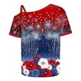 thumbnail image 6 of 4th of July Outfits for Women Cold Shoulder Short Sleeve Casual Top with Straps Independence Day Print Shirt for Patriotic Party, 6 of 6