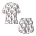 thumbnail image 4 of Naloa Tulips Flowers Women's Short-Sleeved Pajama Set, Loungewear, Summer pajamas, Breathable Cozy - Large, 4 of 9