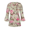 thumbnail image 3 of DeHolifer Women's Tops 3/4 Sleeve V-Neck Floral Print Button Loose Casual Tee Tops Fall Fashion Blouse Pink S, 3 of 4