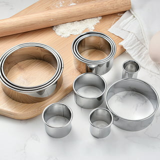 Ashata 12 Pcs Stainless steel Round Cookie Biscuit Cutter Baking Metal Ring  Molds for Dough Fondant Do,stainless steel cookie cutters molds 