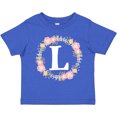 thumbnail image 3 of Inktastic Monogram Letter L Rose Floral Wreath Gift Girls Toddler T-Shirt, 3 of 5
