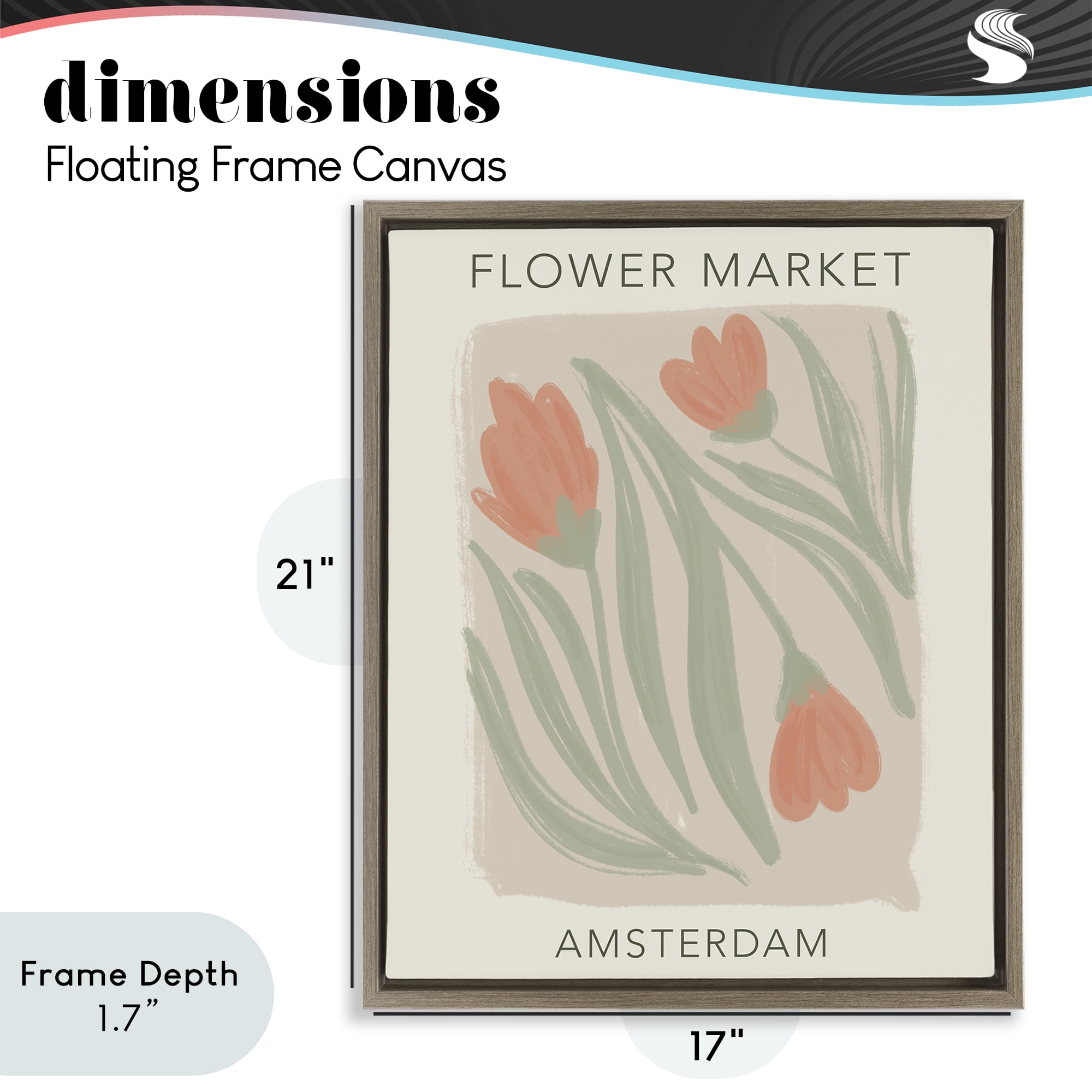 Stupell Industries Soft Amsterdam Flower Market Brown Framed Floater Canvas Wall Art, design by Lucille Price