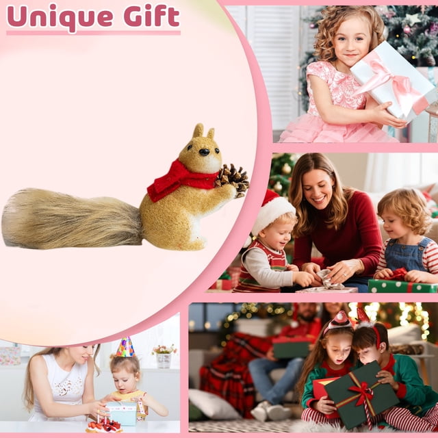 Lifelike Squirrels Ornament Creatives Hanging Decor For Christmas Tree Desktop Mini Figurine Display
