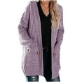 thumbnail image 2 of Feancey Cable Knit Cardigans Women Winter Long Loose Sweater Coats Long Sleeve Casual Knitted Cardigan Cozy Soft Outwear with Pockets Purple S, 2 of 7