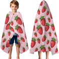 thumbnail image 3 of Strawberry Plants Fruit Flower Pink Pattern Hooded Bath Towel，60"x35" for Ages 3 To 12 Kids, Quick Dry Lightweight Soft Microfiber Hood Beach Towel Cover Up for Kids, 3 of 7