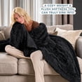 thumbnail image 3 of Bare Home Shaggy Blanket - 90" x 108" - Ultra Soft Fleece - King, Black, 3 of 8