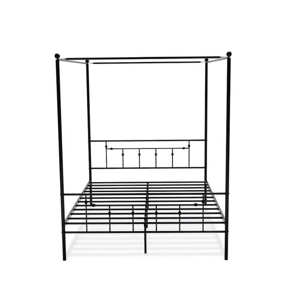East West Furniture Anniston Traditional Metal Queen Bed Frame in Black