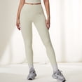 thumbnail image 2 of Women's High Waist Full-Length Seamless Leggings with Ultra-Stretchy Fabric - Small, Light Beige, 2 of 6