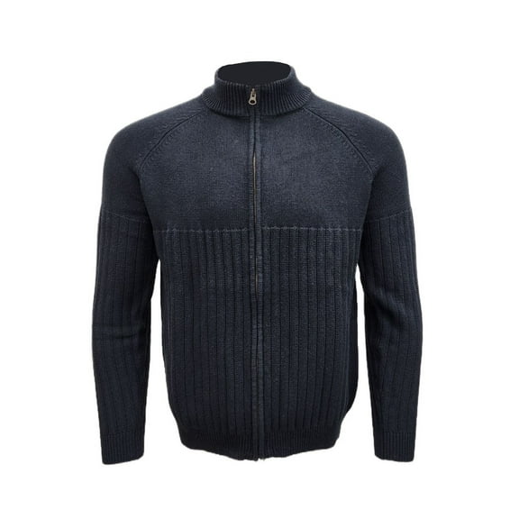 HoodLamb Men's Zip Up Soft Stretchy Hemp Sweater 420, Black, Medium