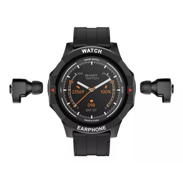 Reloj Para Caballeroa Smart Watch N15 2 En 1 Con Audífonos Tws Mp3 Exp 64gb Negro Fralugio Sport