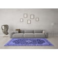 thumbnail image 3 of Ahgly Company Machine Washable Indoor Square Medallion Blue Traditional Area Rugs, 6' Square, 3 of 4