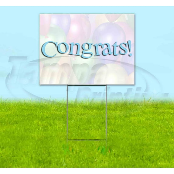 Congrats (18" x 24") Yard Sign, Includes Metal Step Stake