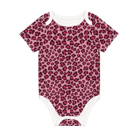 

Matuu Rose Leopard Print for Baby Short-Sleeve Bodysuit Soft Cotton Comfortable and Breathable Perfect for Newborns and Infants