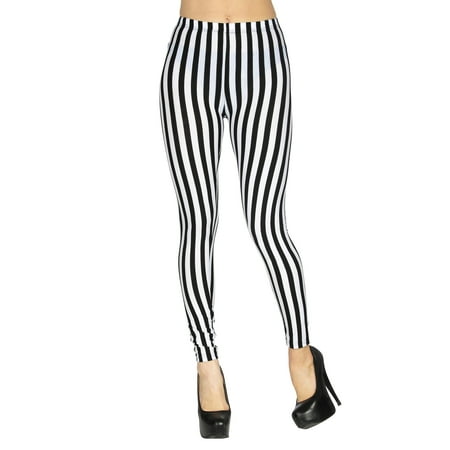 Simplicity New Fashion Stripe Leggings Black White Stretchy Pants Slim