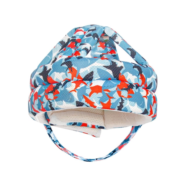 Casco protector para niños, gorro de dibujos animados para aprender a caminar, protector para cabeza, gorra protectora para bebés de 8 a 36 meses Tiburón azul