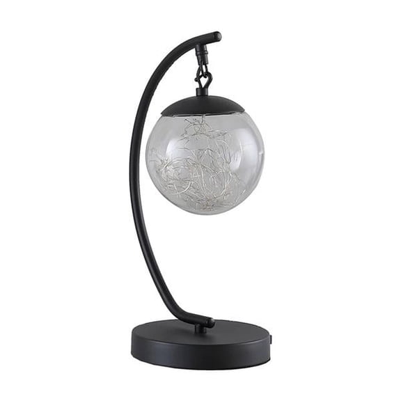 Ore International 14" In Pendulum Multi-Colored Led Glass Orb Black Metal Table Lamp W/ Usb Port