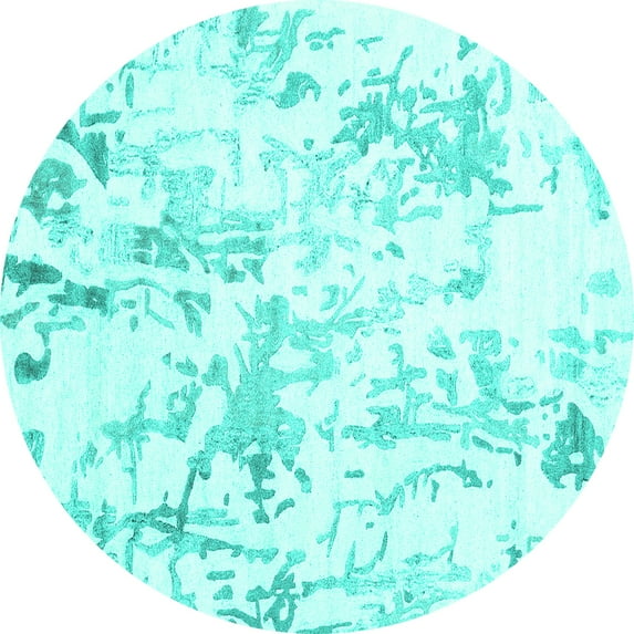 Ahgly Company Indoor Round Solid Turquoise Blue Modern Area Rugs, 8' Round