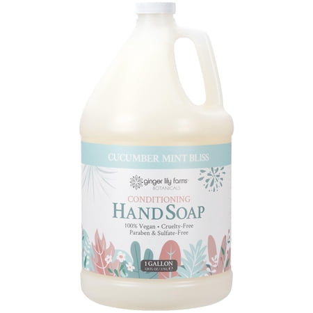 Ginger Lily Farms Botanicals Conditioning Liquid Hand Soap Refill, 100% Vegan & Cruelty-Free, Cucumber Mint Bliss Scent, 1 Gallon (128 fl oz)