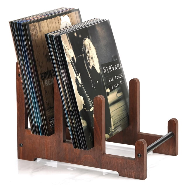Soporte para discos de vinilo QILICHZ, 3 niveles, madera