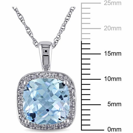 4-1/4 Carat T.G.W. Sky Blue Topaz and Diamond-Accent 10kt White Gold Halo Pendant, 17