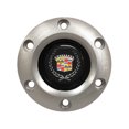 thumbnail image 2 of 1969-1989 Cadillac; VSW 6 Bolt Gray Leather Wrapped Steering Wheel Brushed Aluminum Non-Telescopic Kit, Crest & Wreath Emblem, 2 of 2