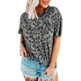 thumbnail image 4 of Trendfront Womens Leopard Print T Shirts With Cheetah Print Accent Crewneck Short Sleeve Relaxed Fit Casual Summer Everyday Animal Graphic Tee Tops, 4 of 8