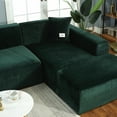 thumbnail image 5 of TOPCHANCES L Shape Sofa Covers Stretch 2 Piece Sectional Couch Slipcovers Furniture Protector  3+4 Seater, with 4pcs Pillowcases, Dark Green, 5 of 11