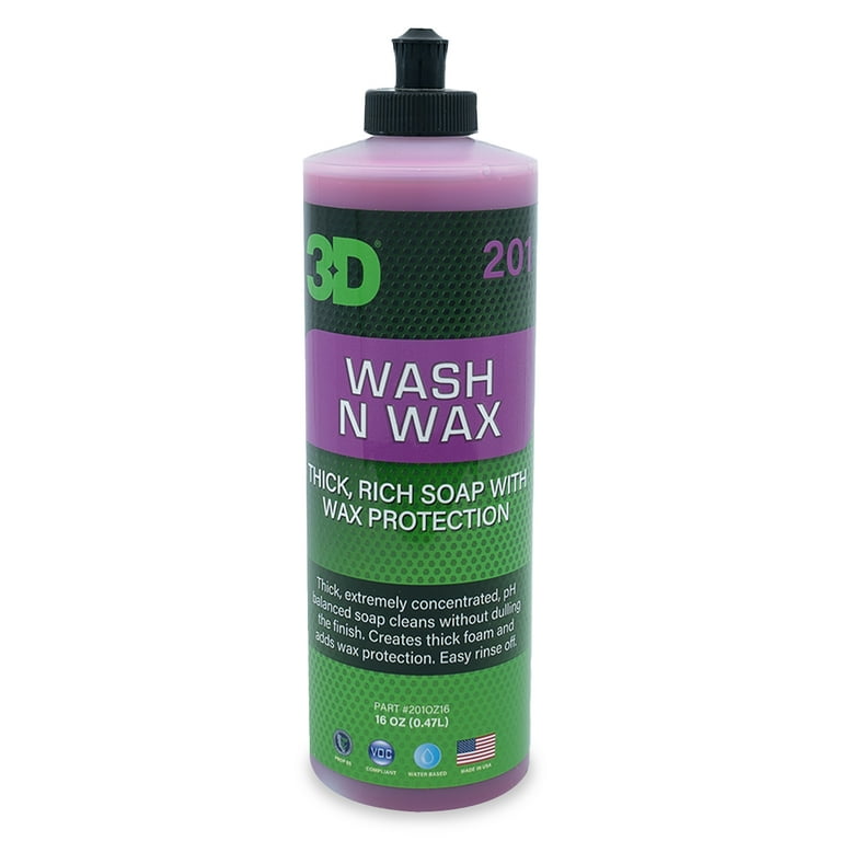 3D Wash N Wax Car Wash Soap - pH Balanced, Easy Rinse, Scratch Free Soap  with Wax Protection - 1 Gallon