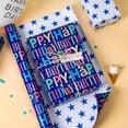 thumbnail image 5 of HOMERALBlue Birthday Wrapping Paper Roll - Colorful Happy Birthday Letters with Metallic Foil Shine & Stars Reversible Gift Wrap for Boys Baby Shower, Party - Mini Roll - 17 Inch x 33Feet, 5 of 6