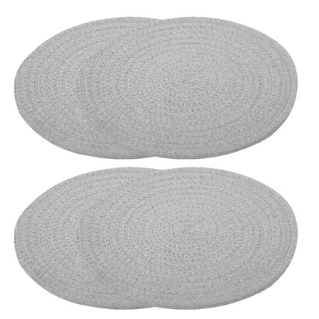 

4 PCS Round Knitting Cup Coaster Heat Resistant Cotton Rope Dining Table Plate Mat Protects Table from Burnt out 18/24cm Grey X4 Diameter 24cm