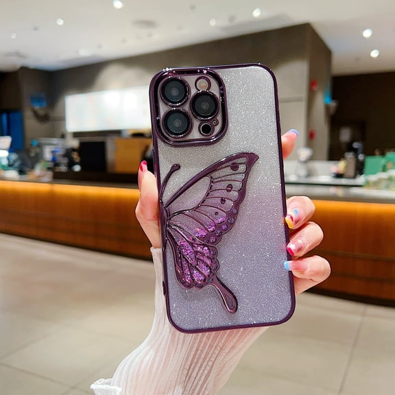 Kryoinx Case for iPhone 16 3D Liquid Glitter Butterfly Phone Cover with Mirror Finish - Premium Glitter Design