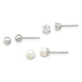 thumbnail image 1 of 925 Sterling Silver Post 3pc Stellux Crystal and FWC Pearl Post Earring Set; for Adults and Teens; for Women and Men, 1 of 8
