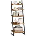 thumbnail image 2 of 5-Tier Bookcase Narrow Ladder Shelf Small Bookshelf Corner Storage Shelf Small Display Organizer for Living Room Study Balcony Bedroom Rustic Brown and Black BF150CJ01, 2 of 7