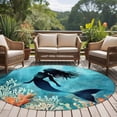 thumbnail image 5 of Round Area Rug 5ft,Watercolor Mermaid Silhouette Coral Washable Carpet Non-Slip Runner Accent Rugs Indoor Floor Mat for Bedroom Living Room Decor,Undersea World, 5 of 9