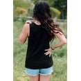 thumbnail image 3 of Women's Black Cutout American Flag Print Tank Top, 3 of 17