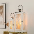 thumbnail image 2 of JHY DESIGN Wood and Metal Outdoor Candle Lantern Holder, Set of 2, 2 of 8