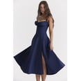 thumbnail image 6 of Eternatastic Women's Corset Dress Sleeveless Split Flowy Midi Dress French Style Spaghetti Strap Beach Vacation Dress L Navy, 6 of 7
