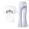 thumbnail image 5 of Two Piece Set for Girls Short Sleeve Letter Print T-Shirt Top and Flared Pants Sets Spring Clothes Girls Outfit 12-13 Years, 5 of 5