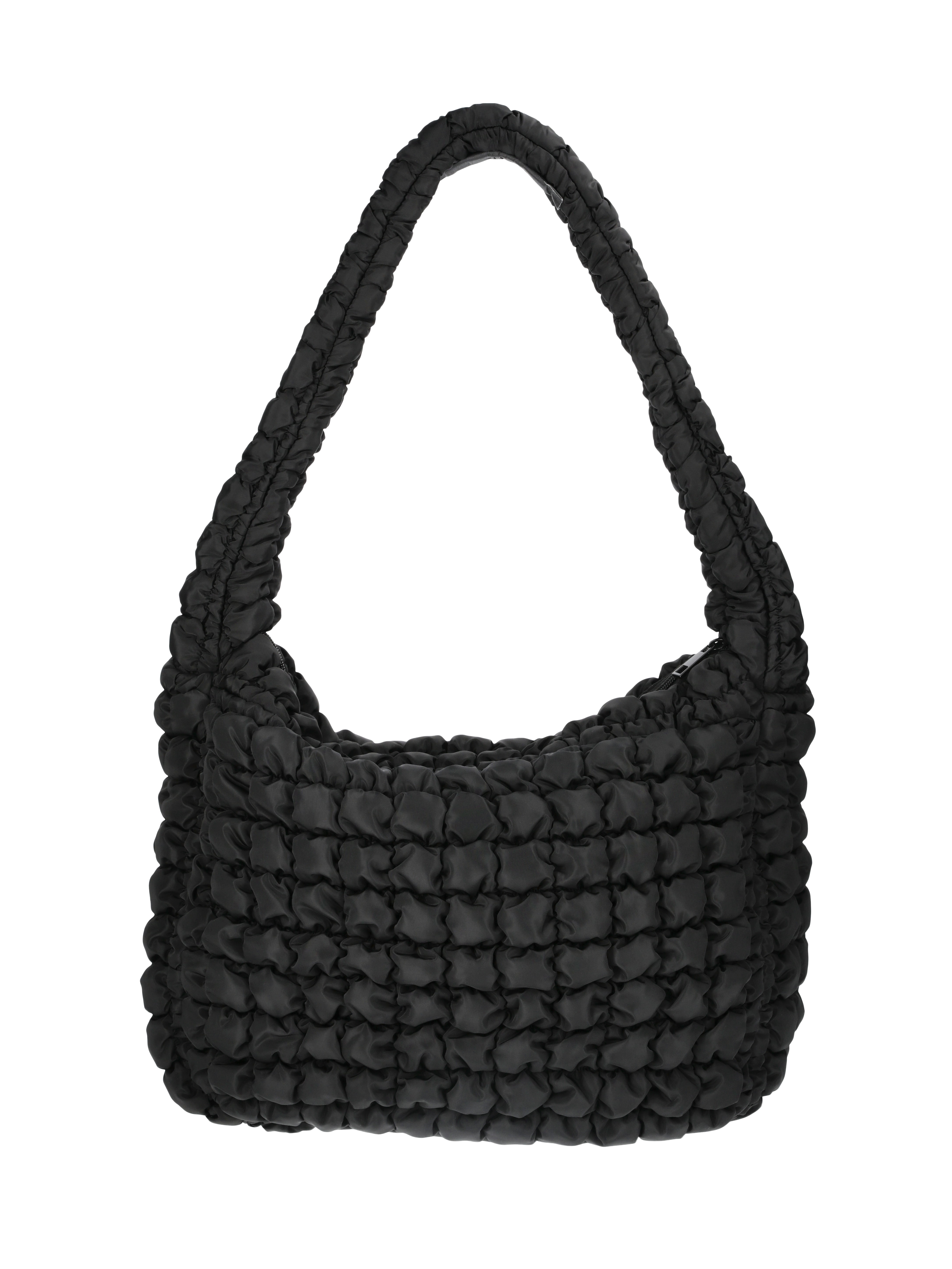 No Boundaries Women's Oversized Quilted Hobo Bag, Black