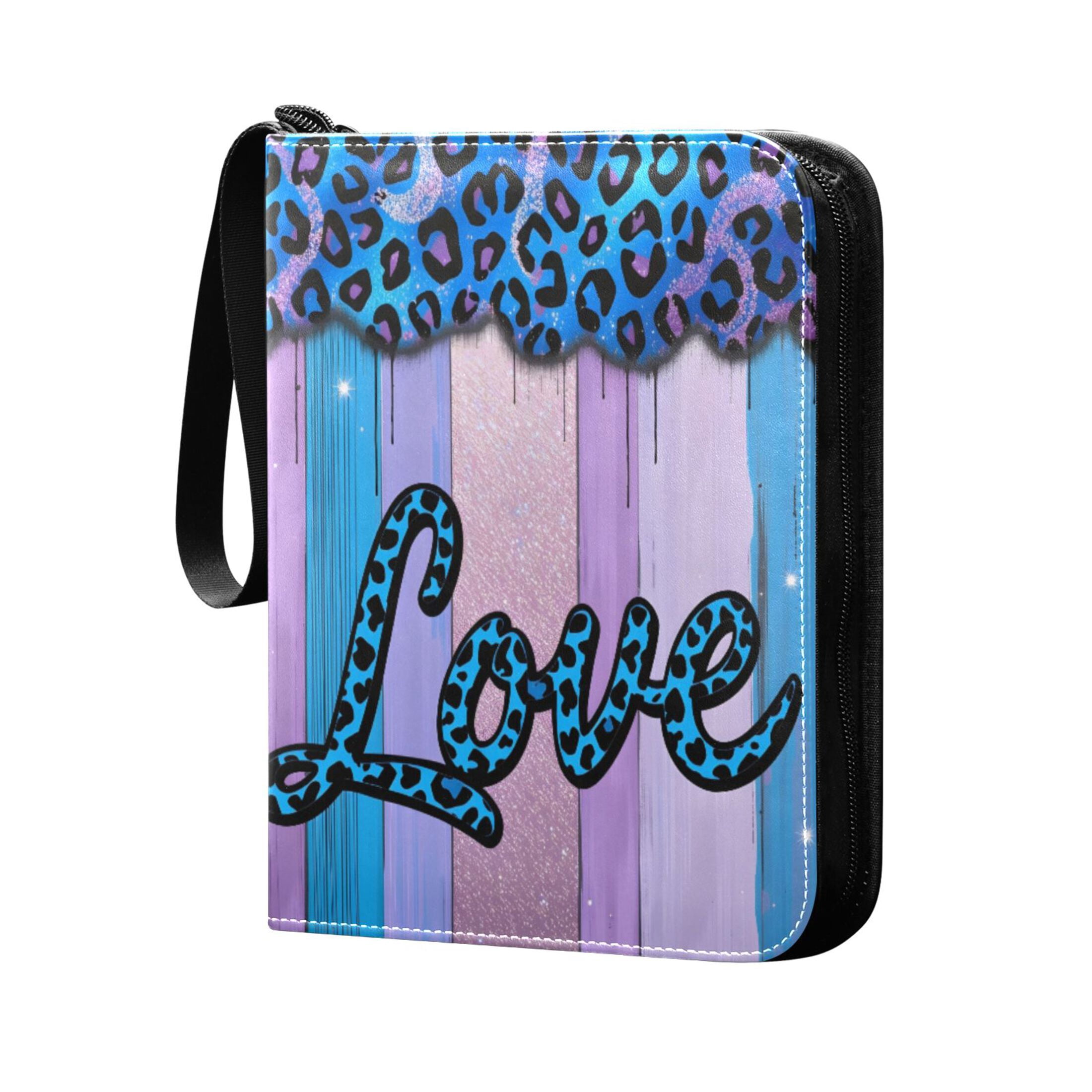 ALAZA Love with Leopard Trading Card Binder 4 Pocket Cards Collection Album 400 Folder Holder