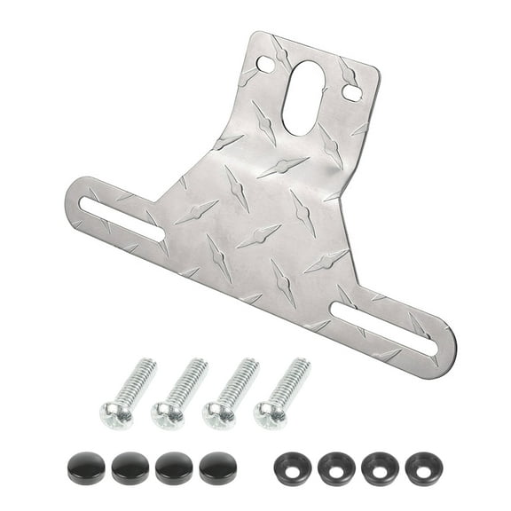 Trailer License Plate Bracket, Aluminum Trailer License Plate Bracket Holder, Utility Car Tag Frame Kit with Mounting Screws and Caps, Silver