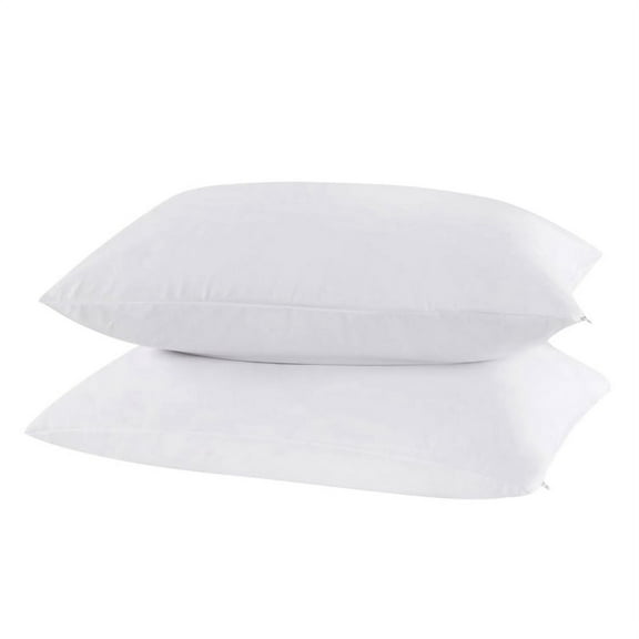 2 Pack 100% Waterproof Pillow Case, White Super-Soft Pillowcase Zippered Bed Bug Allergy Protector Pillow Cover, 20"*26"