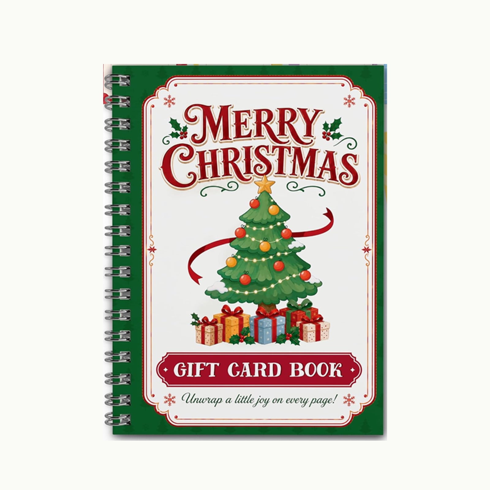 Lypsnake Merry Christmas Gift Card Book Christmas Tree Cover Spiral Bound Christmas Gift Card Holder Book Christmas Keepsake Book for Collecting Xmas Cards