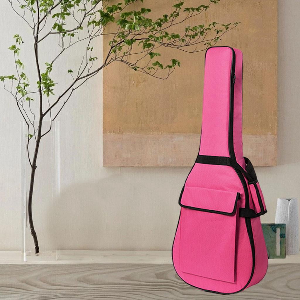 LeeQinersw Waterproof Guitar Case Double Strap Padded Black Guitar Case Backpack Shoulder Strap Classical Guitar Bag 41inch Rose