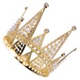 thumbnail image 3 of Corona de novia con forma de triángulo, tocado con diamantes de imitación, tiara de perlas, decoración para tartas de fiesta, accesorio para el cabello, tocado de boda, suministros de boda, adorno d, 3 of 4