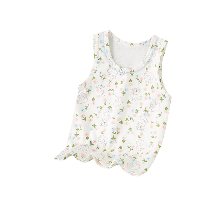 Économies d'Été! SROBPTY Garçons Filles Camisoles Sans Manches Hauts, Camisole de Base à Col Rond d'Été pour Enfants Camisole Décontractée Confortable pour Filles Blanche, 9 Ans